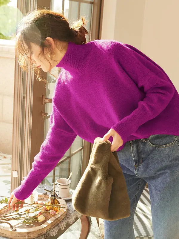 Autumn Winter Women's Sweater, High Neck Loose