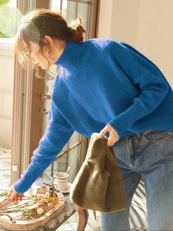 Autumn Winter Women's Sweater, High Neck Loose