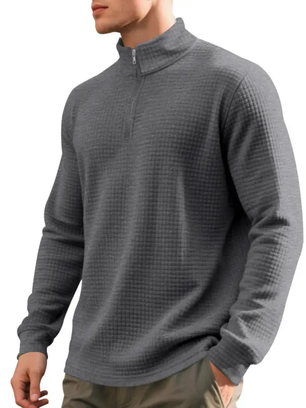 Men's Regular Fit Plain Half Zip Up Sweatshirt