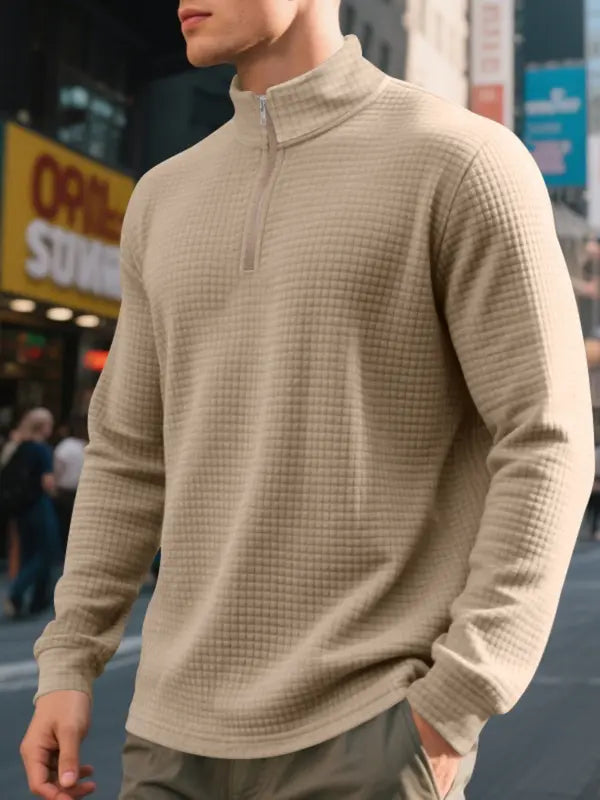 Men's Regular Fit Plain Half Zip Up Sweatshirt