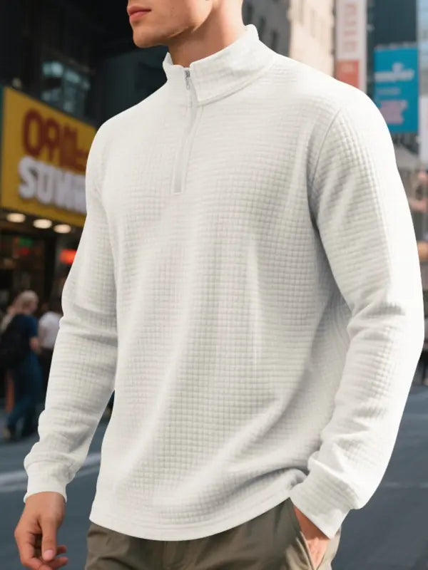 Men's Regular Fit Plain Half Zip Up Sweatshirt