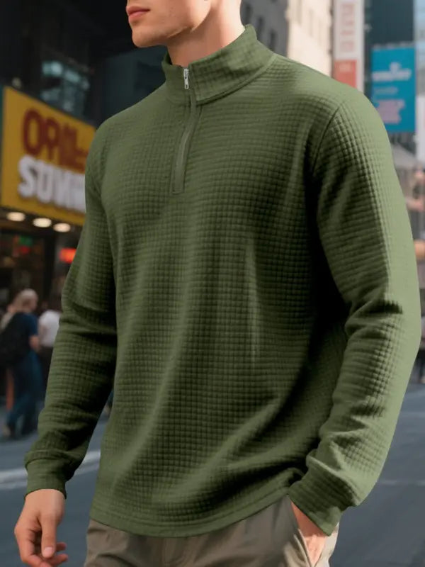 Men's Regular Fit Plain Half Zip Up Sweatshirt