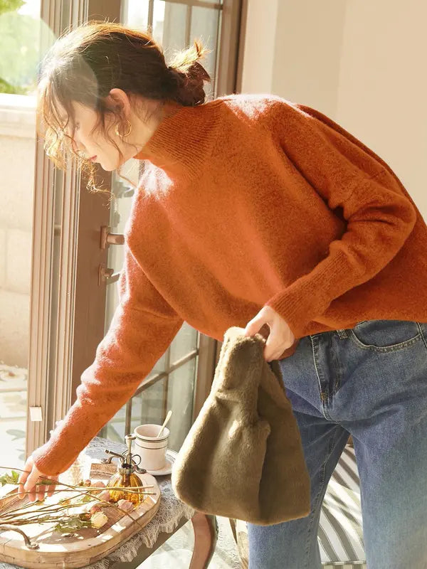 Autumn Winter Women's Sweater, High Neck Loose